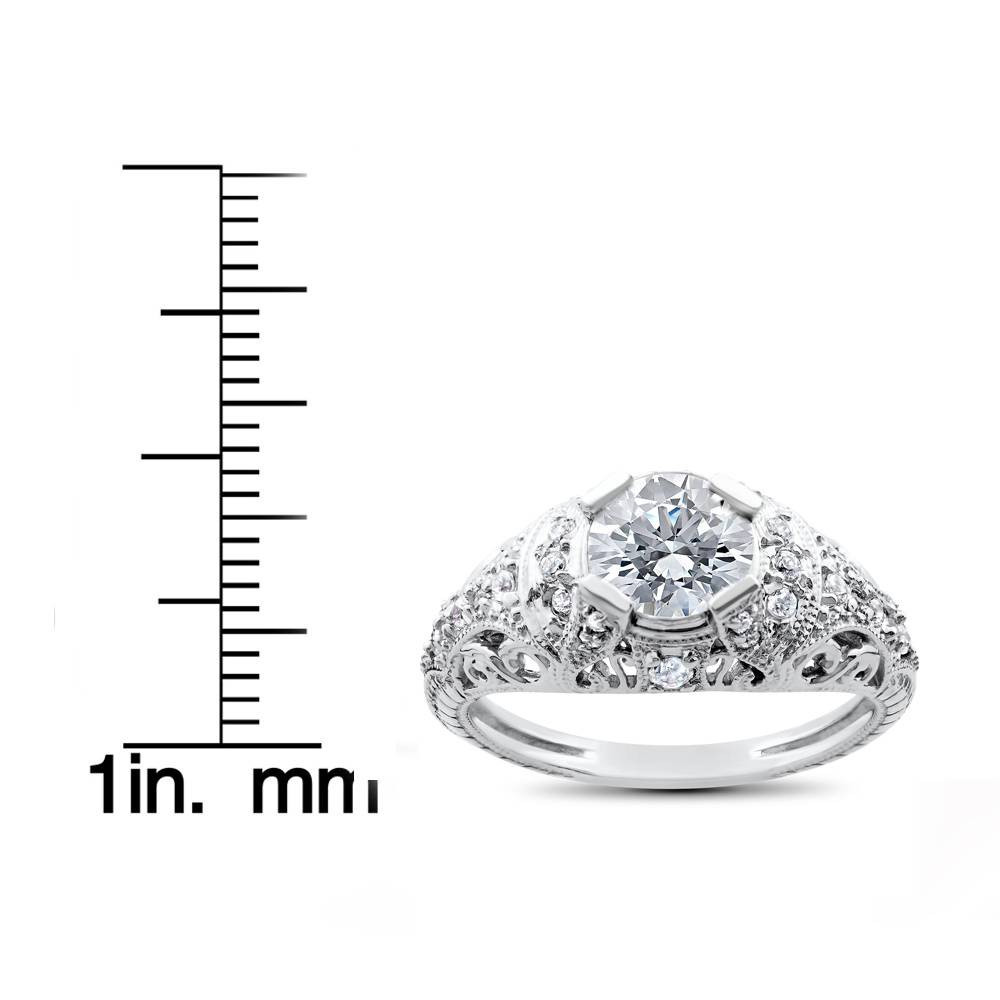 Lab Grown Diamond Engagement Ring 1 1/5ct Filligre Antique 14K White Gold (G-H, VS)