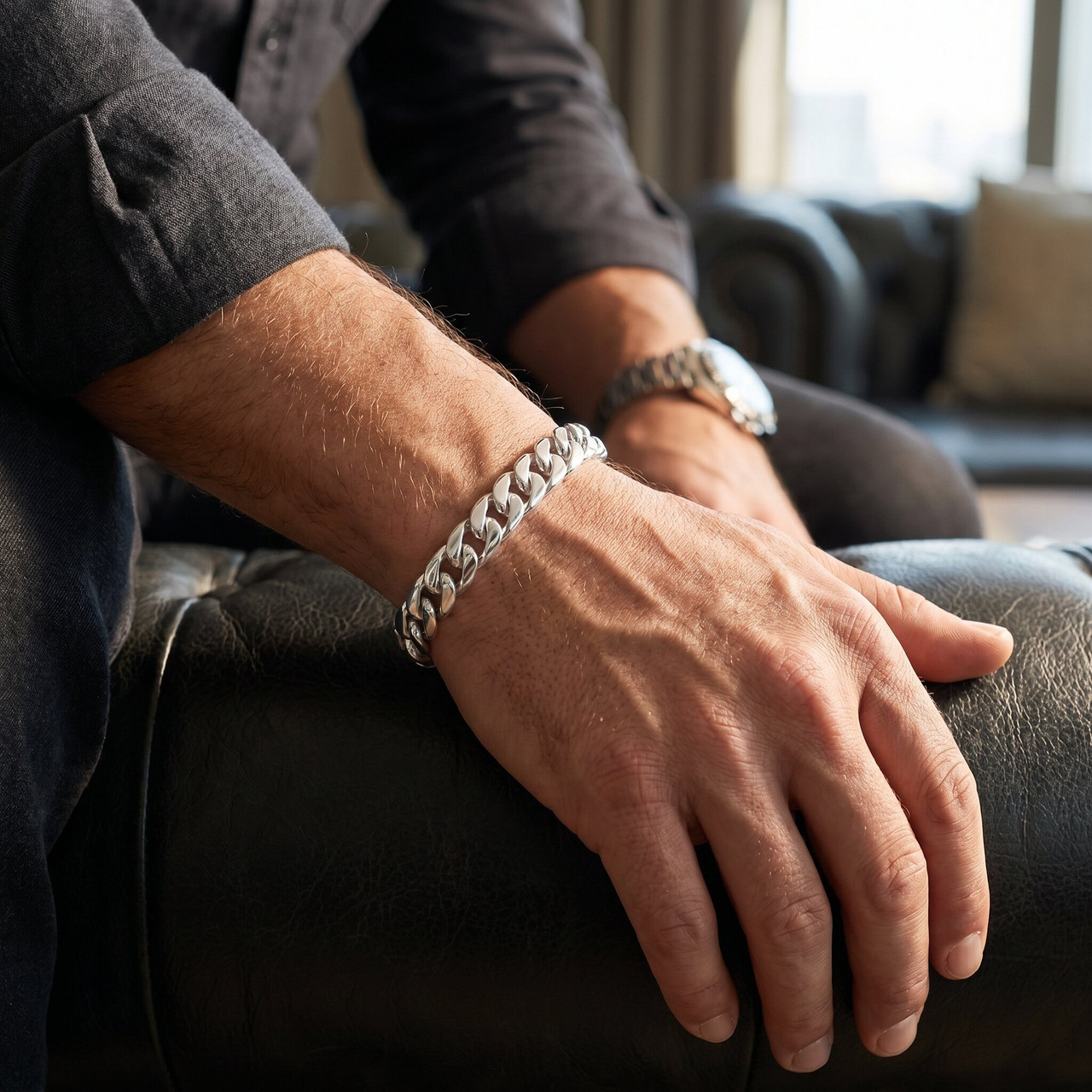Men's Curb Link 14k Gold (34gram) or Platinum (55gram) 7.5mm Bracelet 8.5"