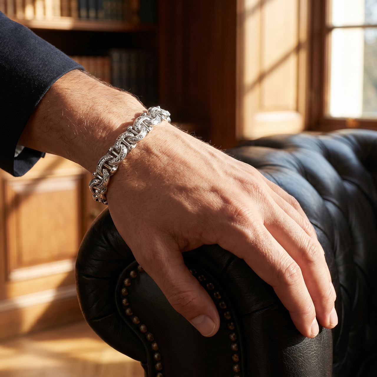 Men's Designed Link 14k Gold (62gram) or Platinum (100gram) 10.5mm Bracelet 8.25
