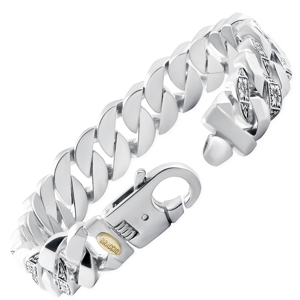 Men's Designed 14k Gold (115gram) or Platinum (186gram) 14.5mm Bracelet 8.75"