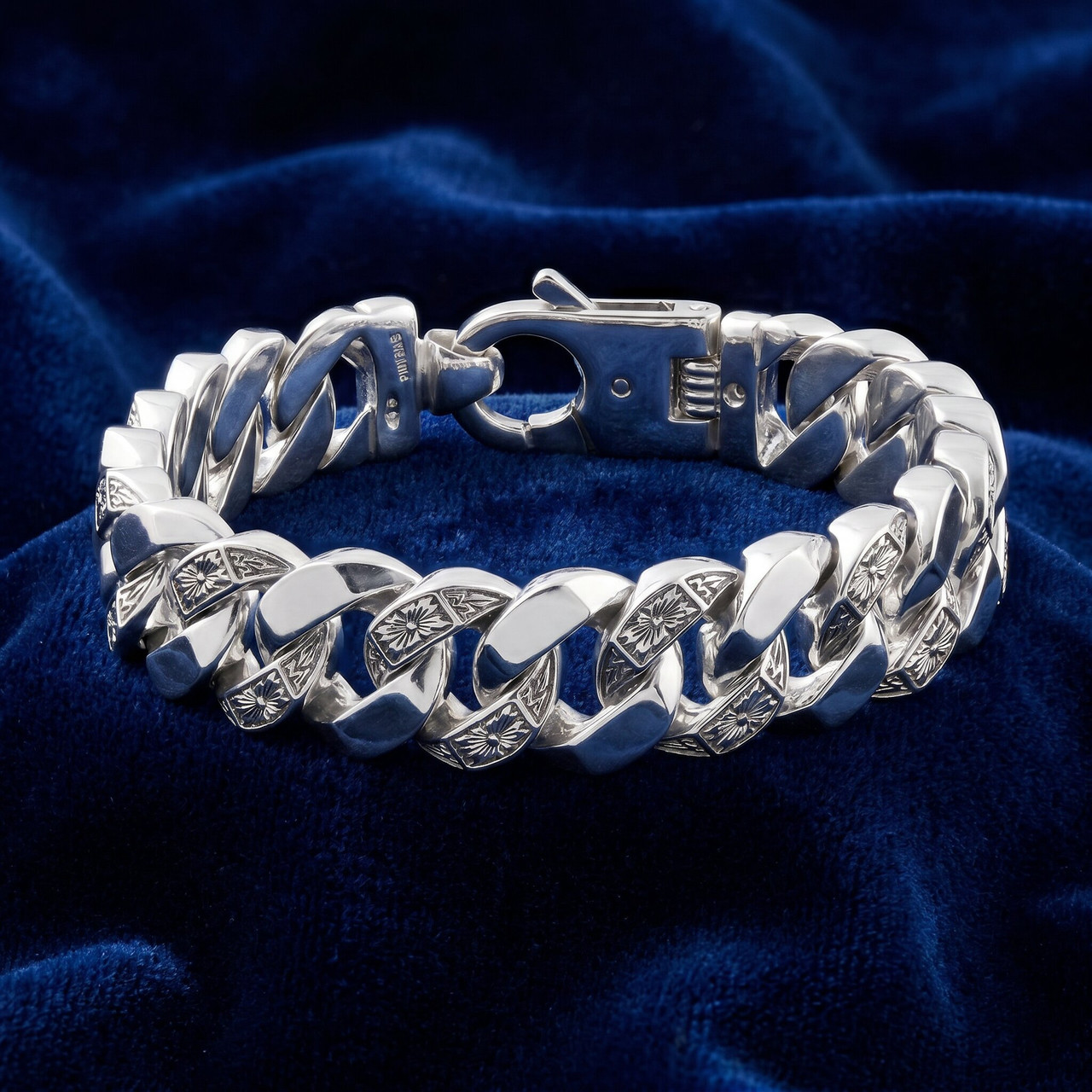 Men's Designed 14k Gold (115gram) or Platinum (186gram) 14.5mm Bracelet 8.75"