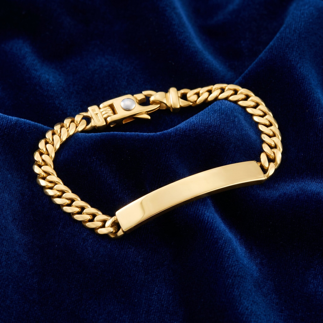 Men's Cuffed Link 14k Gold (29gram) or Platinum (47gram) 6-8mm Bracelet 8.5"