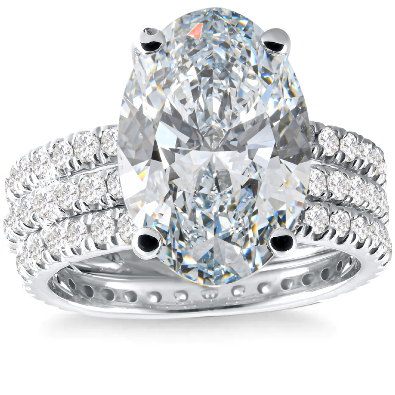 5 1/2Ct Oval Diamond Engagement Eternity Wedding Ring Set White Gold Lab Grown (G-H, VS) 5 1/2Ct Oval Diamond Engagement Eternity Wedding Ring Set White Gold Lab Grown (G-H, VS)