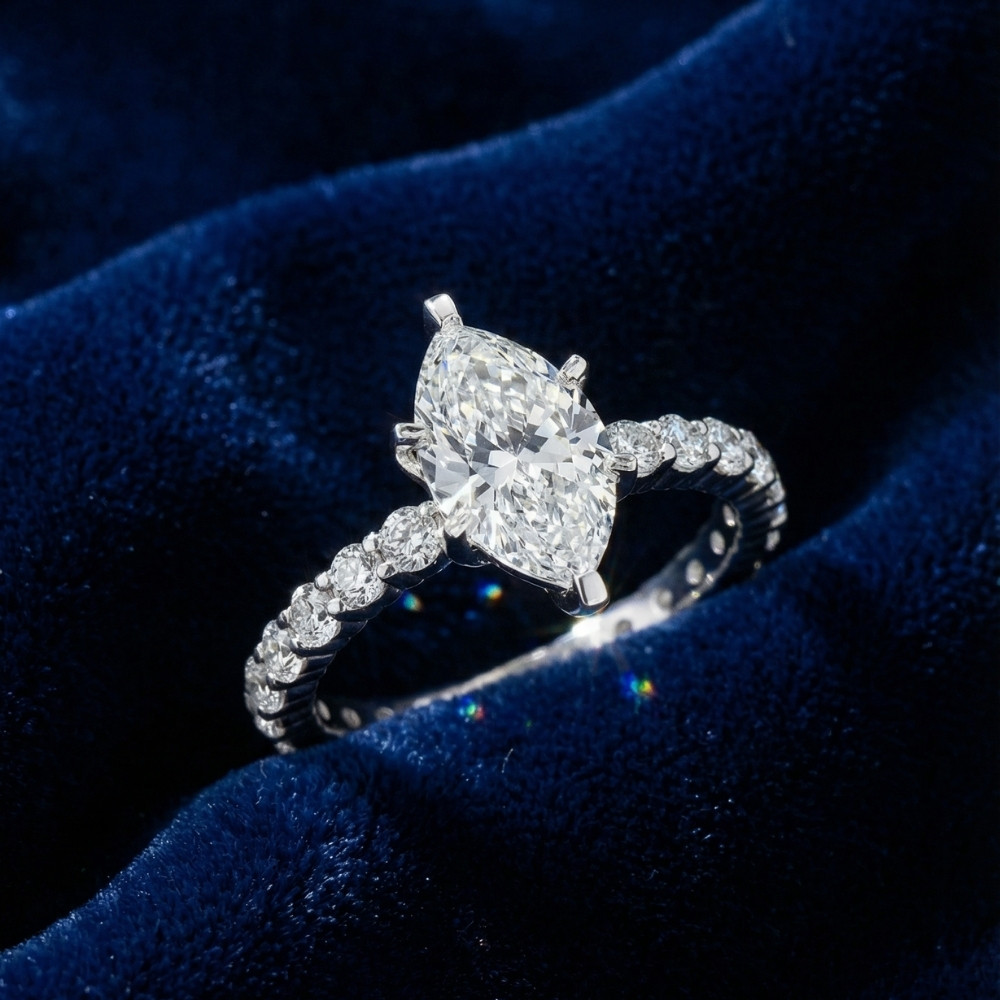 2 1/2Ct Marquise Lab Grown Diamond Engagement Eternity Ring (G-H, VS)