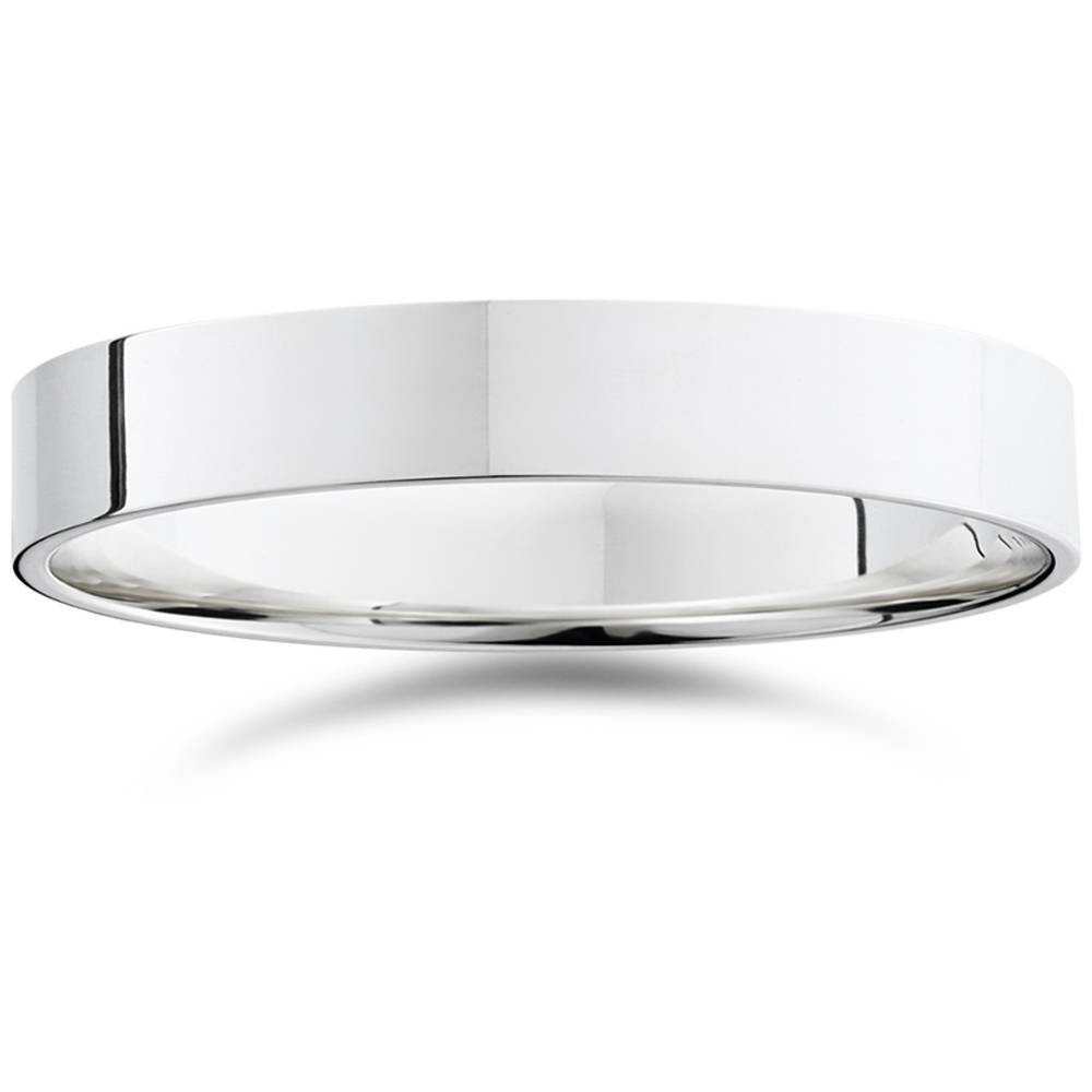 4mm Flat High Polished Wedding Band 14K White Gold