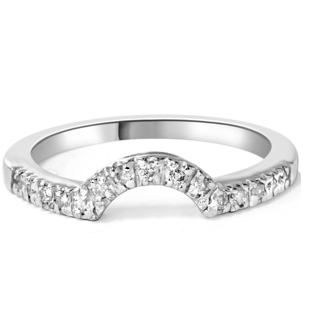 1/4ct Curved Diamond Notched Wedding Ring Enhancer 14K White Gold (J-K, I2-I3)