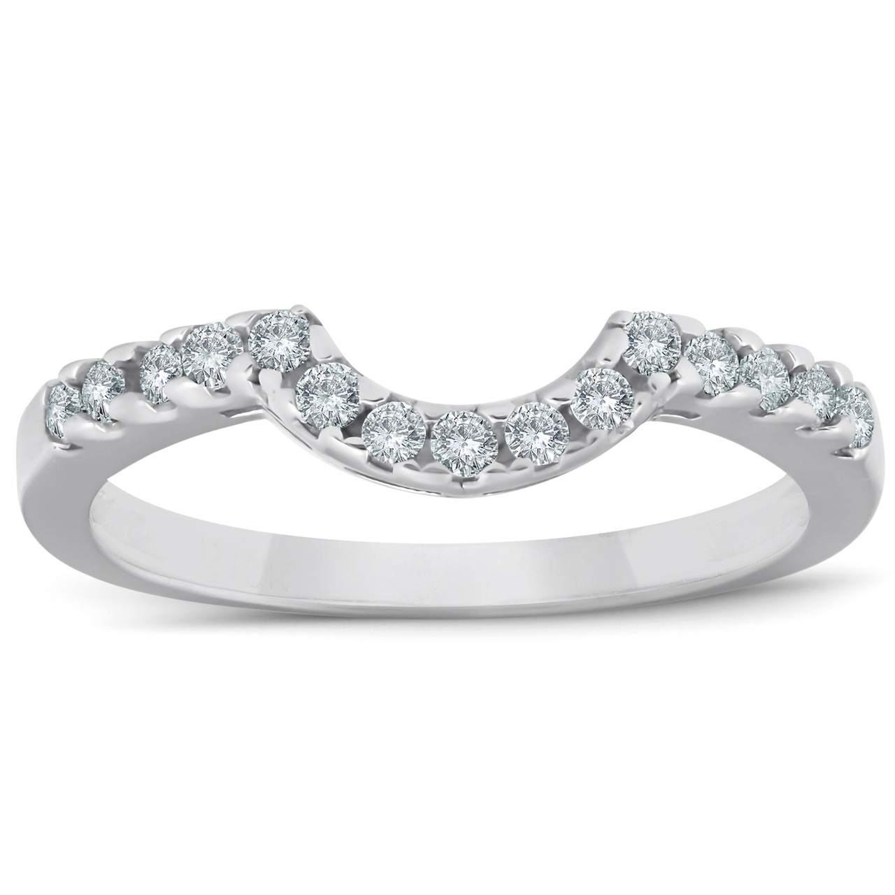 1/4ct Curved Diamond Notched Wedding Ring Enhancer 14K White Gold (J-K, I2-I3)