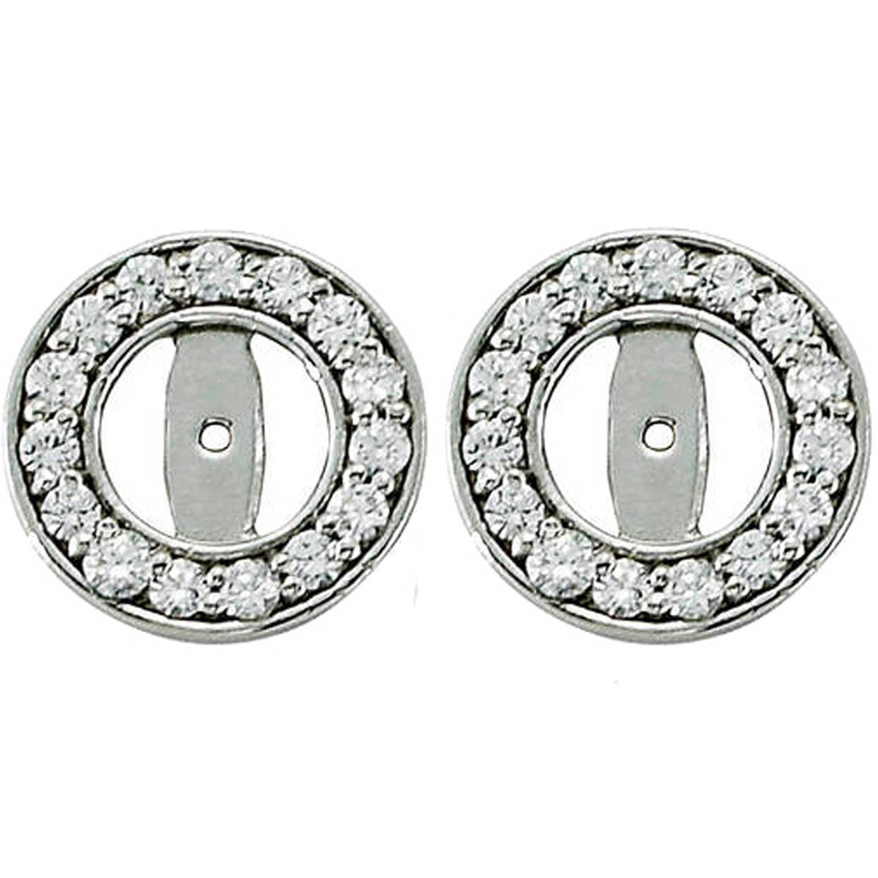 1/2ct Halo Round Diamond Studs Earring Jackets 14K White Gold (up to 4mm) (G-H, SI)