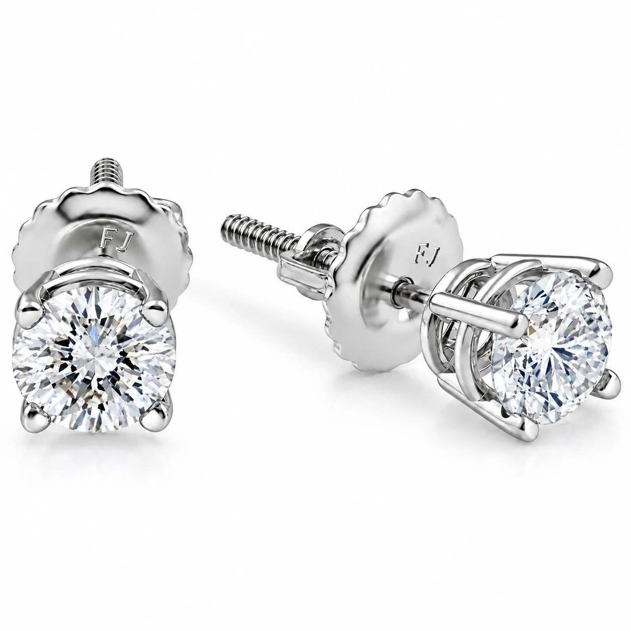 1/2ct Diamond Stud Earrings Solid 14K Yellow or White Gold Screw Back (G-H, I1)