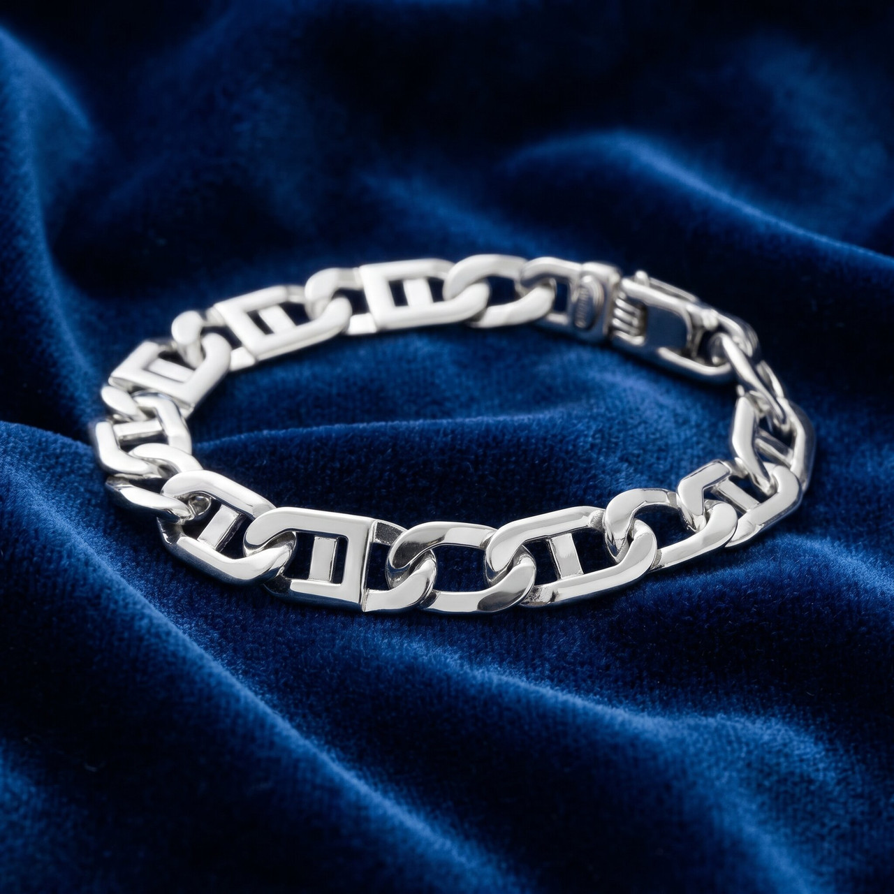 Men's Designer Mariner & Curb 14k Gold (29gram) or Platinum (54gram) 10mm Link Bracelet 8.5"