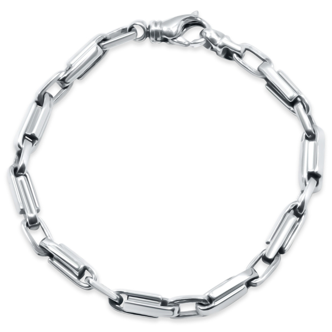 Men's Diamond Cuban Link Chain Bracelet in 14K White Gold