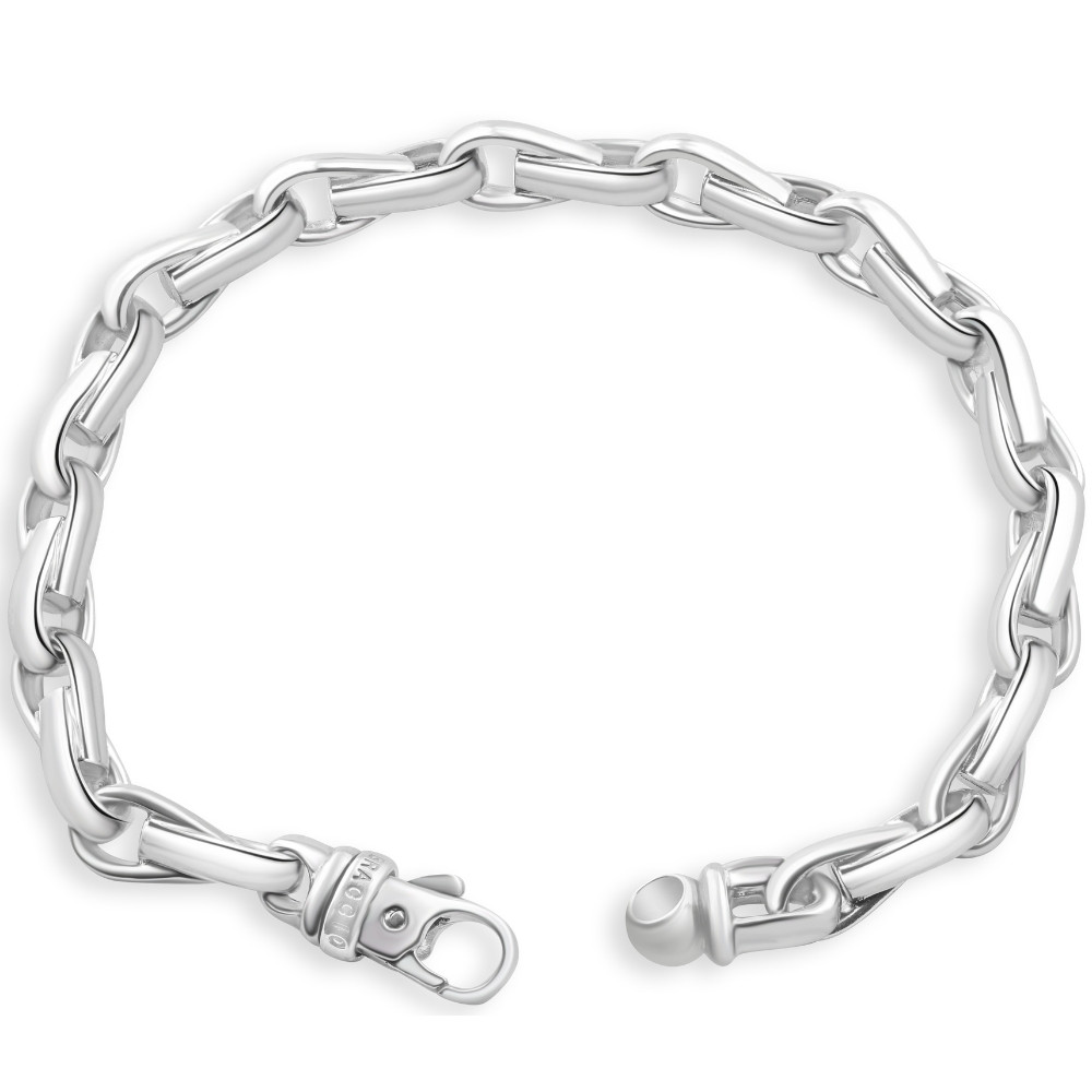 Men's 14k Gold (60gram) or Platinum (94gram) 8mm Link Bracelet 9"