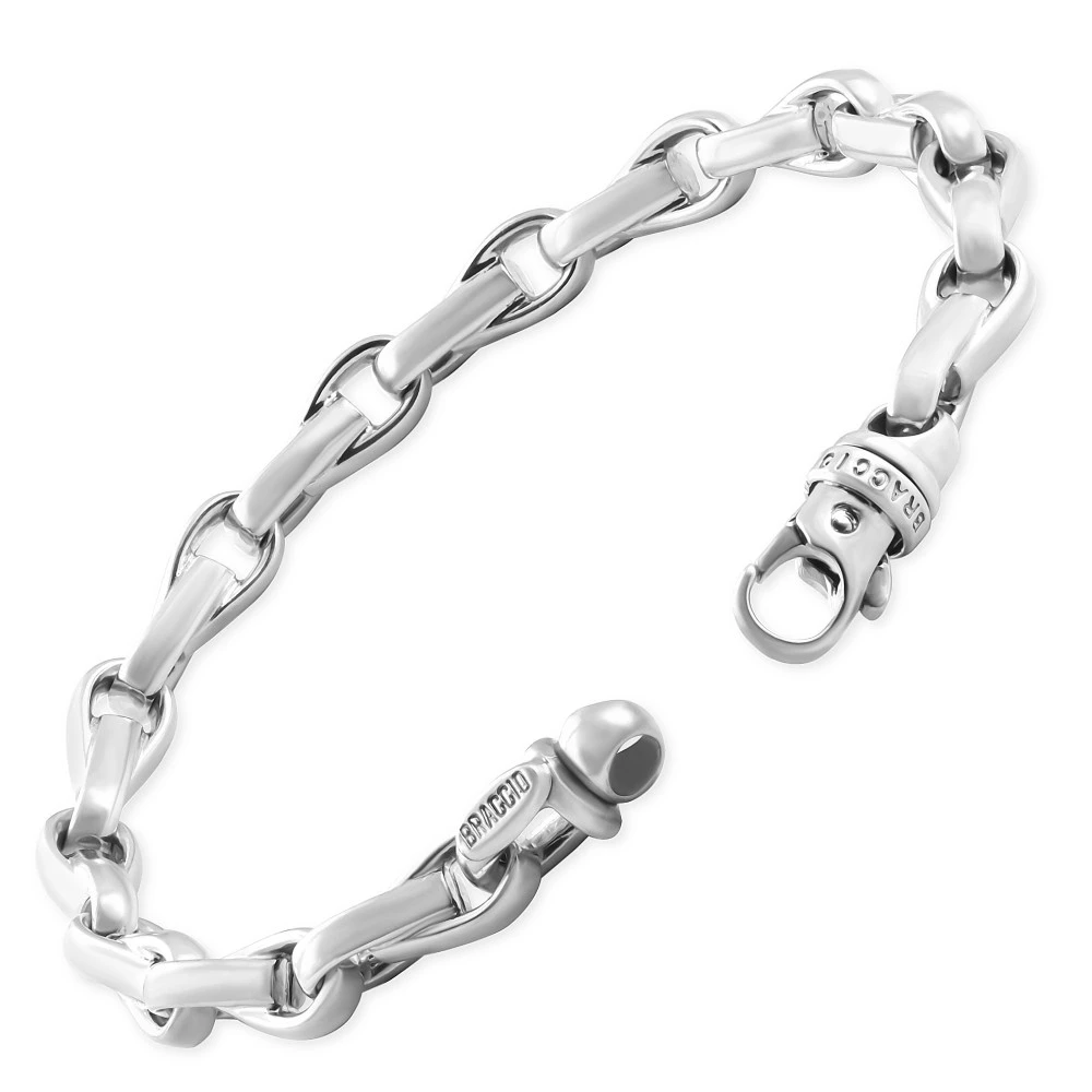 Men's 14k Gold (60gram) or Platinum (94gram) 8mm Link Bracelet 9"