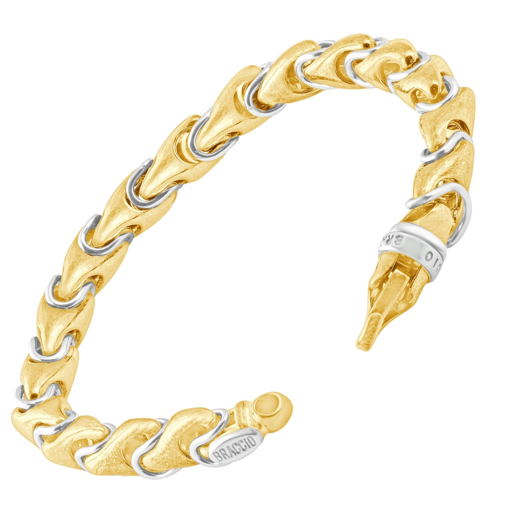 Men's 14k Gold (64gram) or Platinum (103gram) 8mm Link Byzantine Bracelet 8.5"