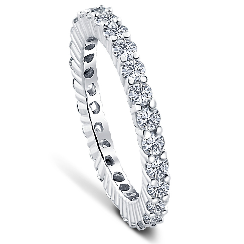 1 1/2ct 14k White Gold Round Diamond Womens Eternity Anniversary Stackable Wedding Ring (I-J, I1)