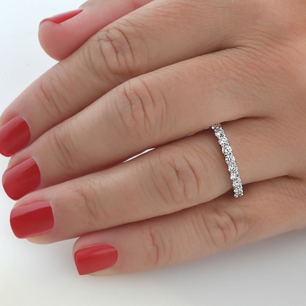 1 1/2ct 14k White Gold Round Diamond Womens Eternity Anniversary Stackable Wedding Ring (I-J, I1)