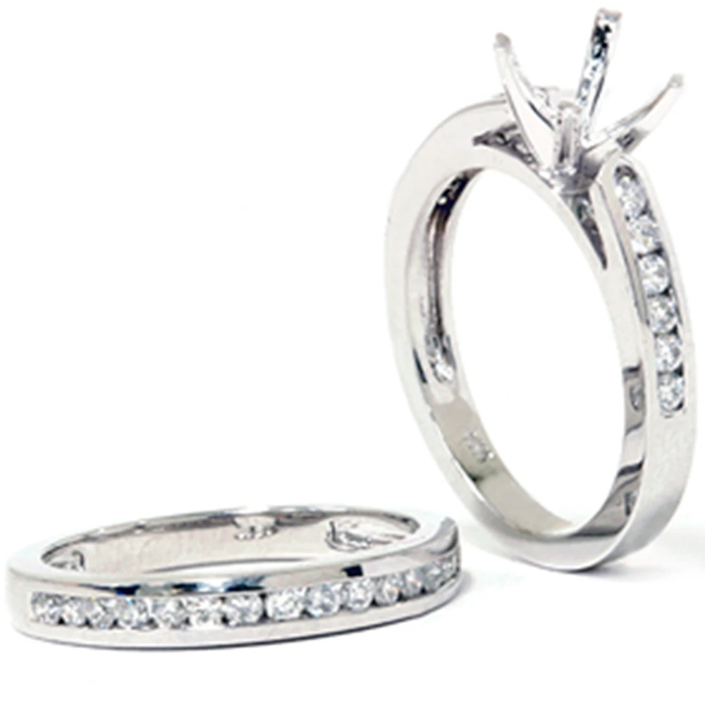 1/2ct Cathedral Diamond Channel Set Rings 14K White Gold (G-H, I1)
