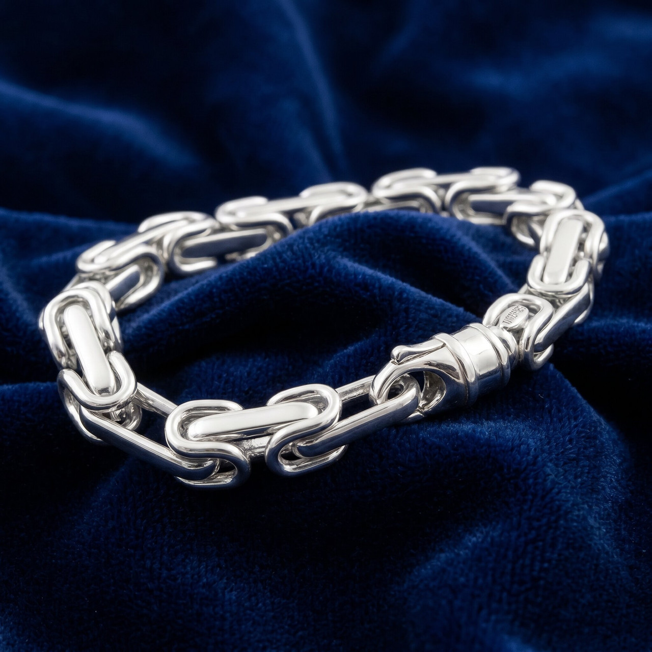 Men's 14k Gold (140gram) or Platinum (263gram) 10.5mm Link Byzantine Bracelet 9"