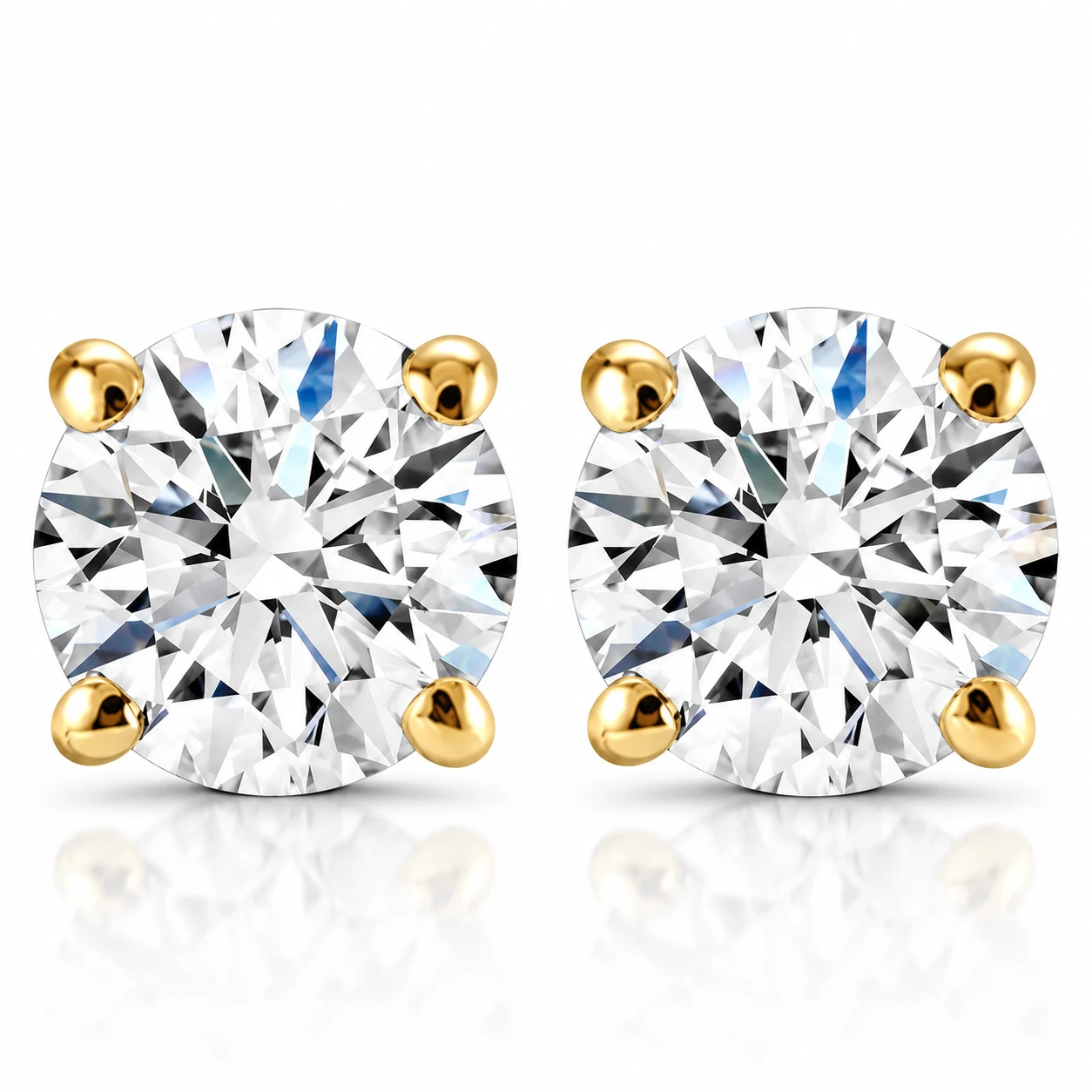 2 Carat Lab Grown Diamond Studs 14K Yellow Gold With Screw Backs (F-G, VS)