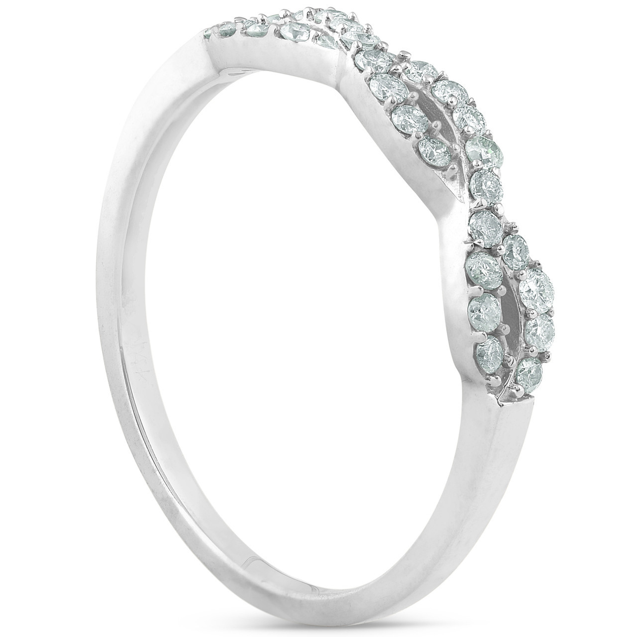 1/4ct Infinity Diamond Stackable Women's Wedding Ring White Gold Band (G-H, I2-I3)