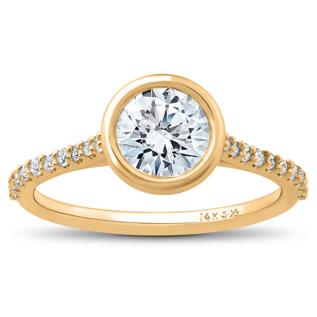 1 3/4 ct Charlotte Diamond Engagement Ring 14k Yellow Gold Lab Grown Bezel Round (F-G, VS2-SI1)
