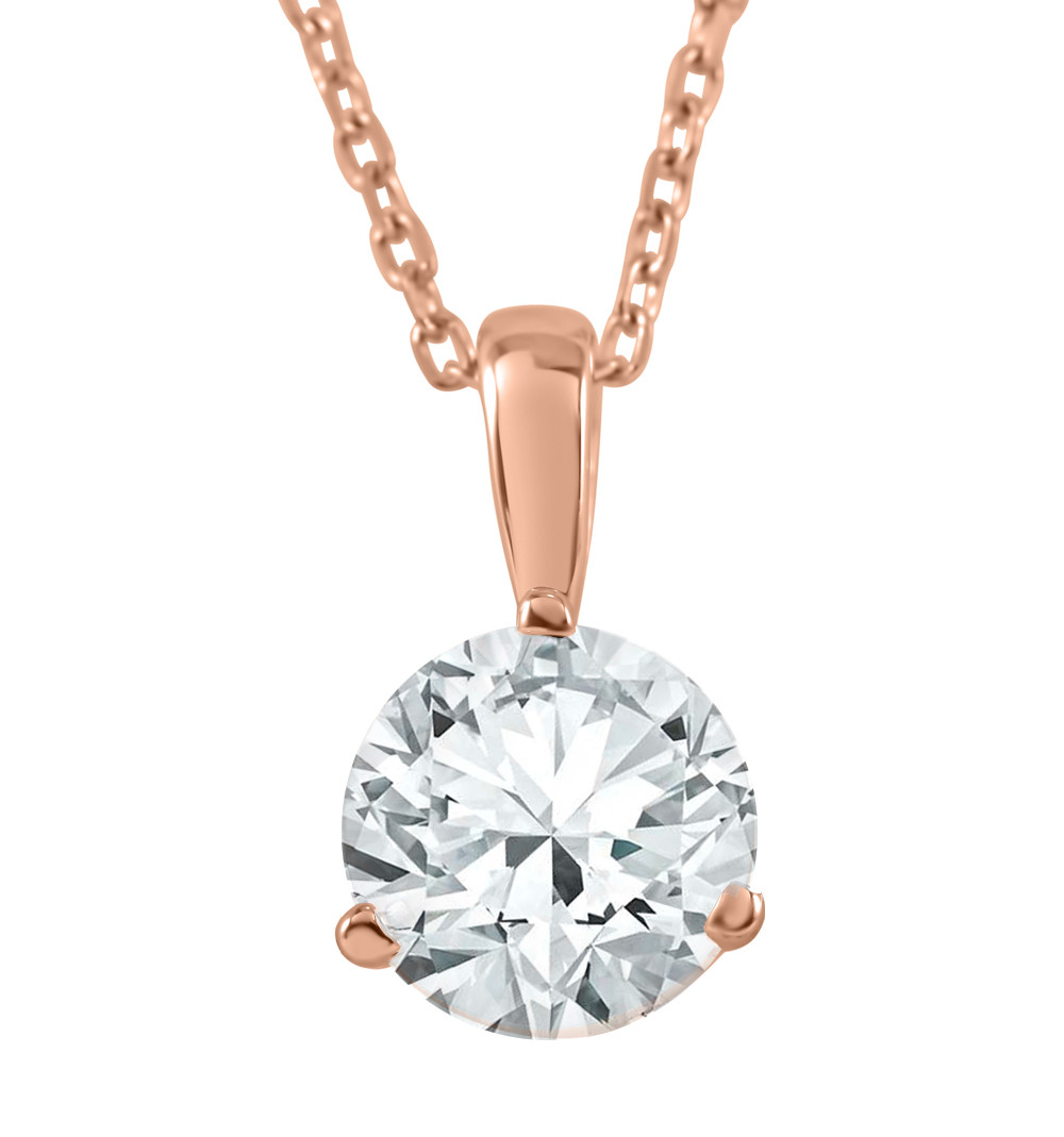 1/3 ct Solitaire Lab Grown Diamond Pendant available in 14K and Platinum (G-H, SI)
