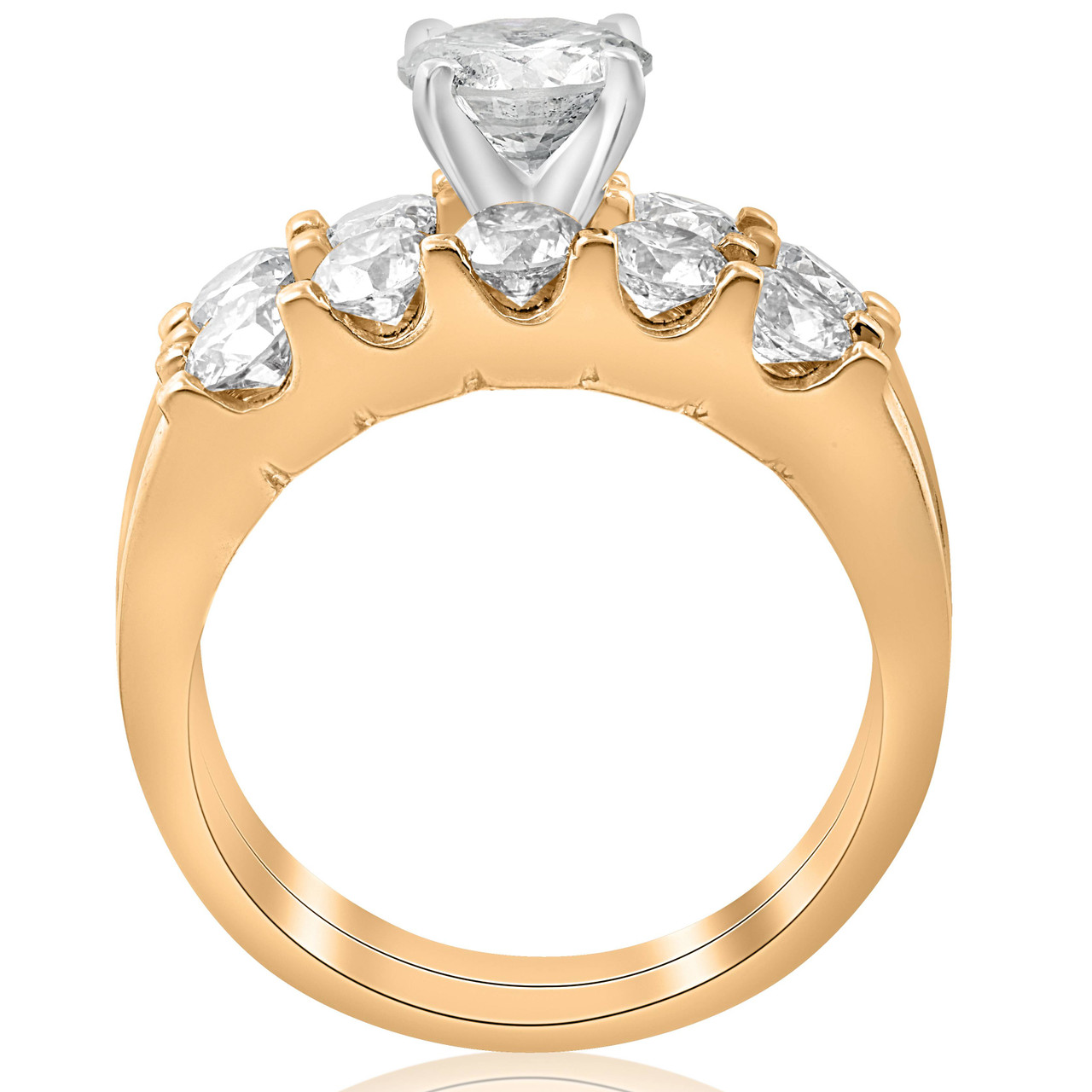 Womens Mens Diamond Wedding 3 Rings Set 14K White Gold 2.63ct