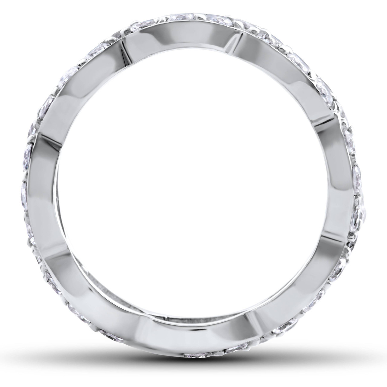 1 cttw Diamond Infinity Eternity Wedding Anniversary Ring 14K White Gold (G-H, I2-I3)