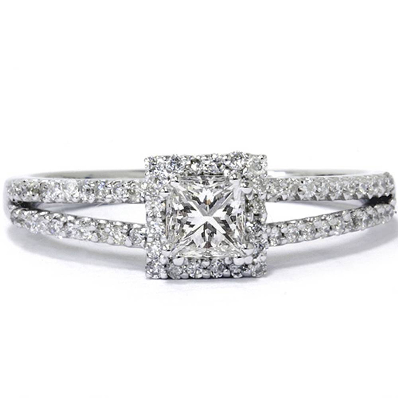 Princess cut halo split shop shank