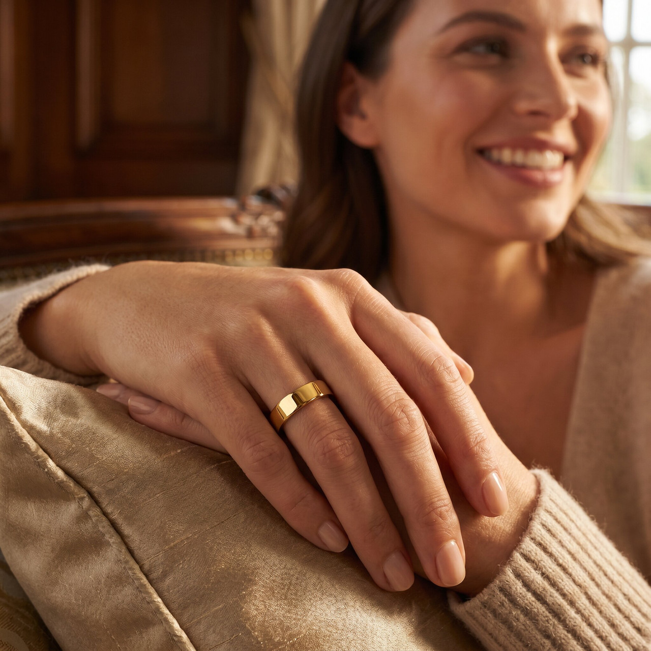 4mm Flat High Polished Wedding Band 14K Yellow Gold