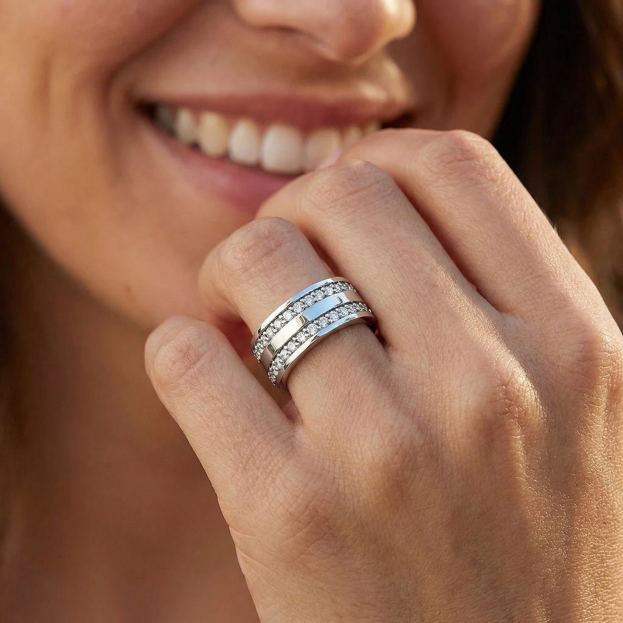 10K White Gold 1 1/2ct Diamond Eternity Ring Wedding Band (G-H, I1)
