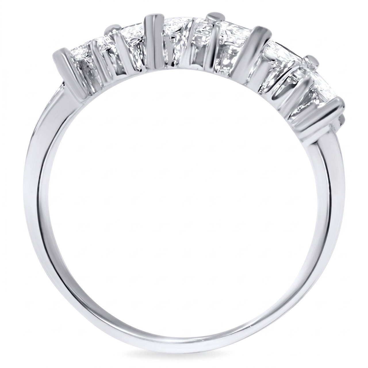 1 1/2ct Fancy Marquise Diamond Wedding Ring Womens Stackable Band 14k White Gold (G-H, SI)