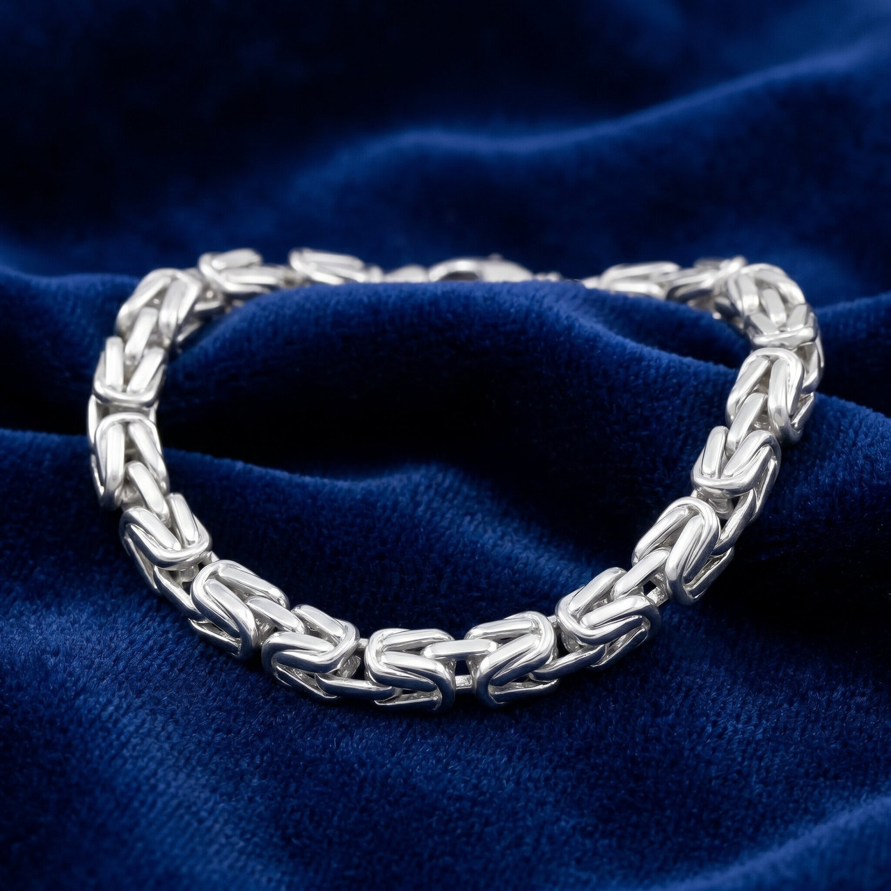 Men's 14k Gold (84gram) or Platinum (157gram) 8mm Link Byzantine Bracelet 8.5"