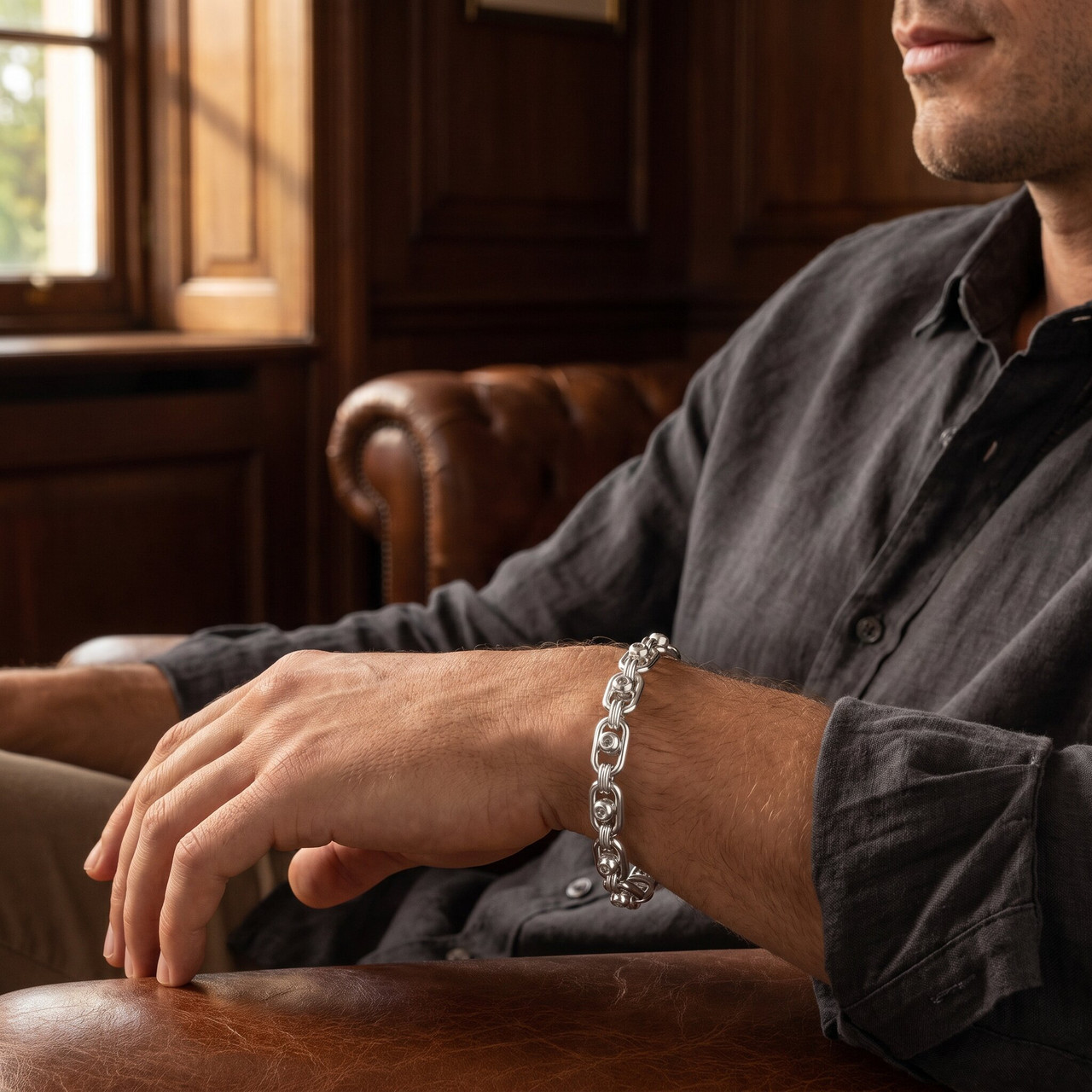 Men's 14k Gold (49gram) or Platinum (92gram) 7.5mm Link Bracelet 8.5"