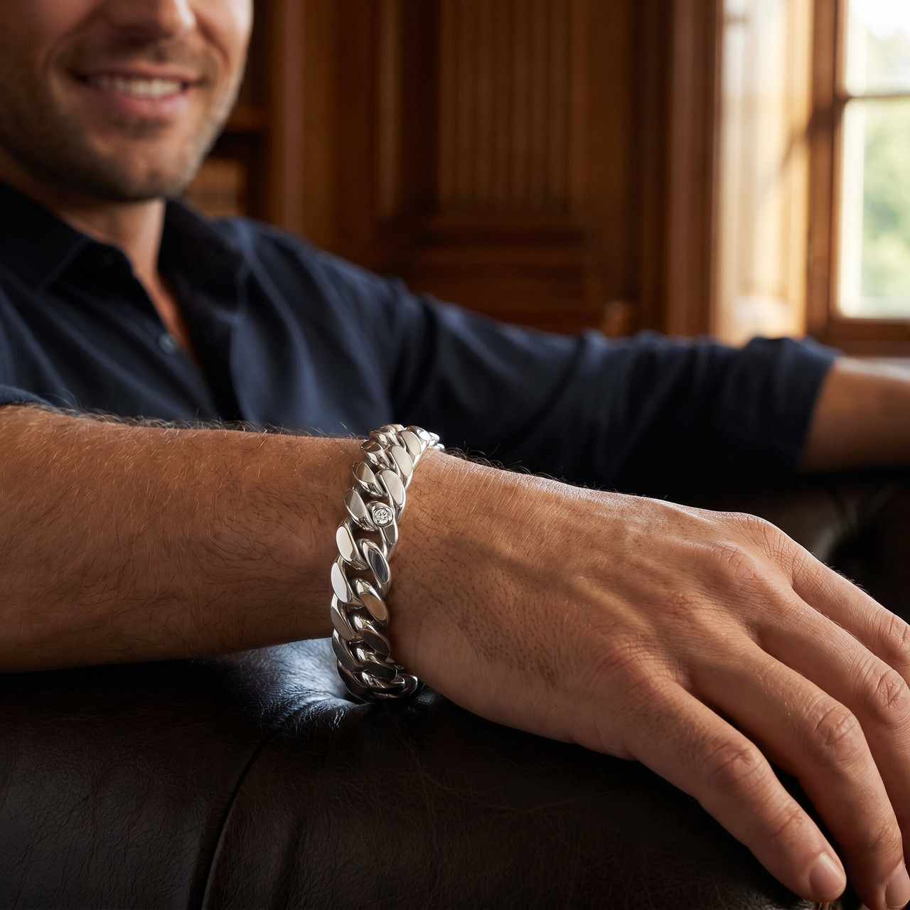 Men's Cuban 14k Gold (86gram) or Platinum (161gram) 13.5mm Link Bracelet 9"