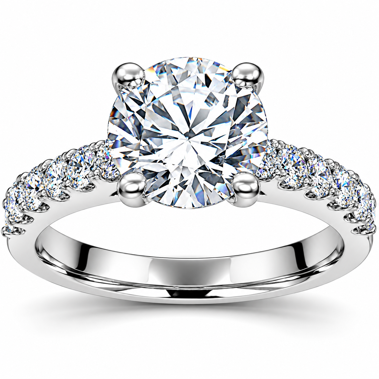 2 ct TDW Diamond Engagement Ring Solitaire With Accents 14K White Gold (G-H, SI)