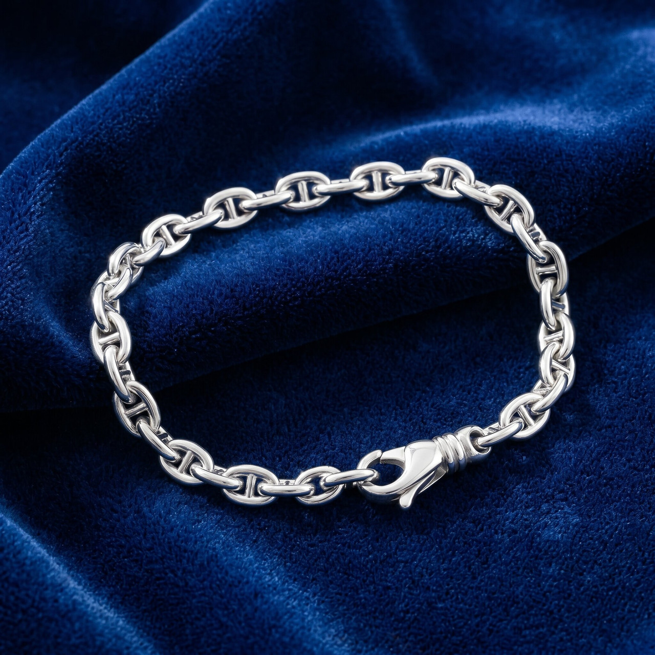 Men's Classic Anchor 14k Gold (19gram) or Platinum (35gram) 5.5mm Link Bracelet 8.5"