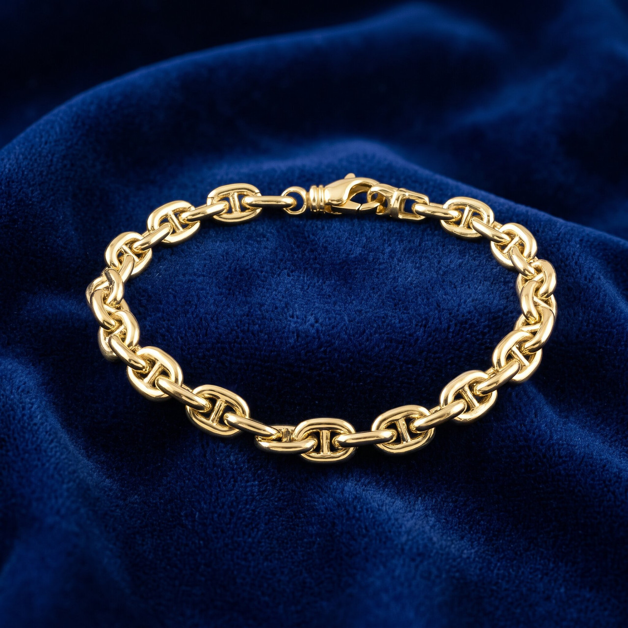 Men's Marine 14k Gold (26gram) or Platinum (48gram) 6.5mm Link Bracelet 8.5"