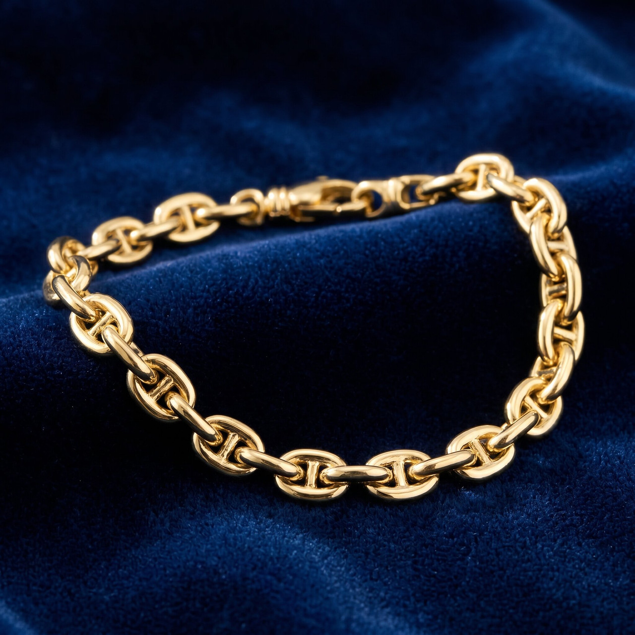 Men's Marine 14k Gold (26gram) or Platinum (48gram) 6.5mm Link Bracelet 8.5"