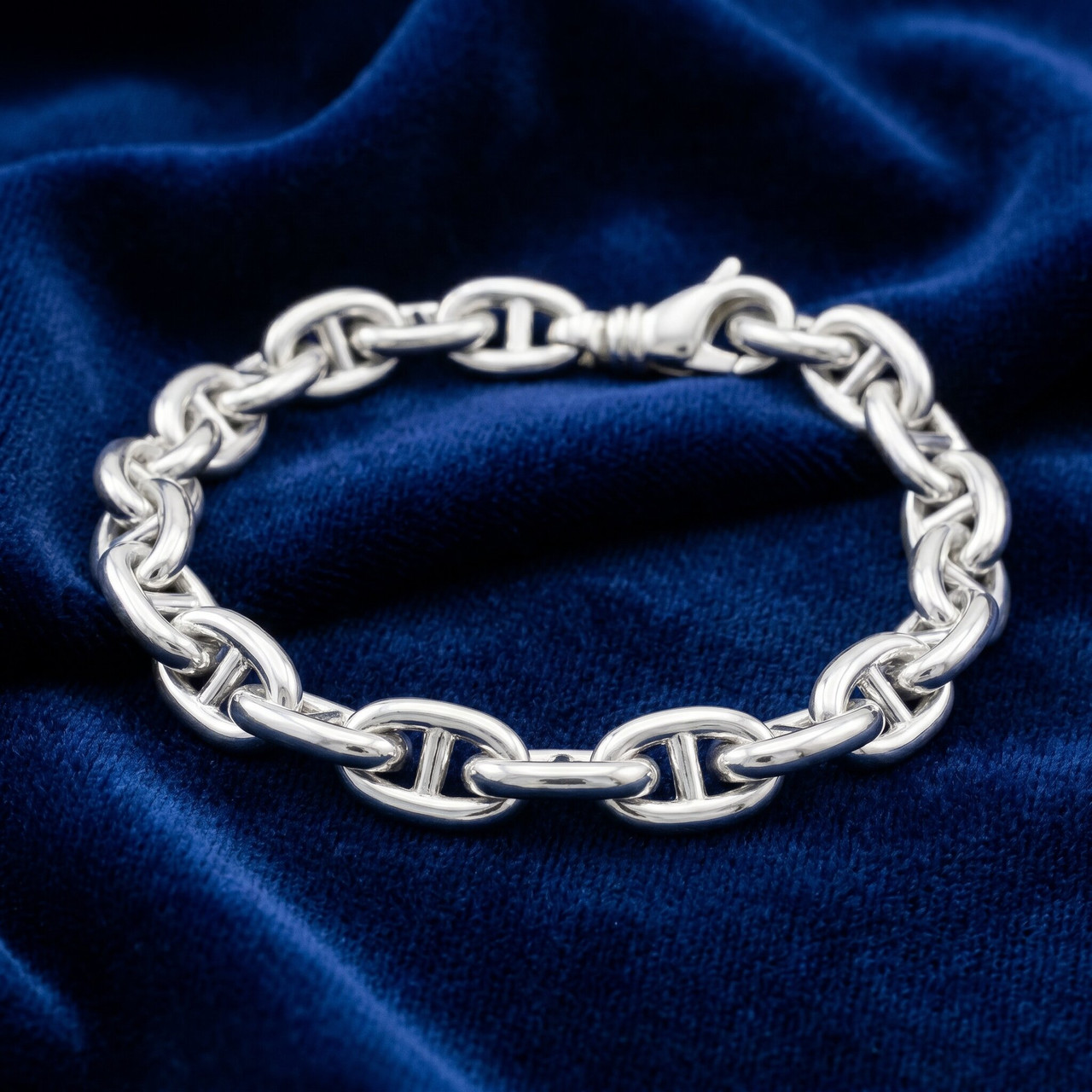 Men's Marine 14k Gold (37gram) or Platinum (69gram) 7.5mm Link Bracelet 8.5"