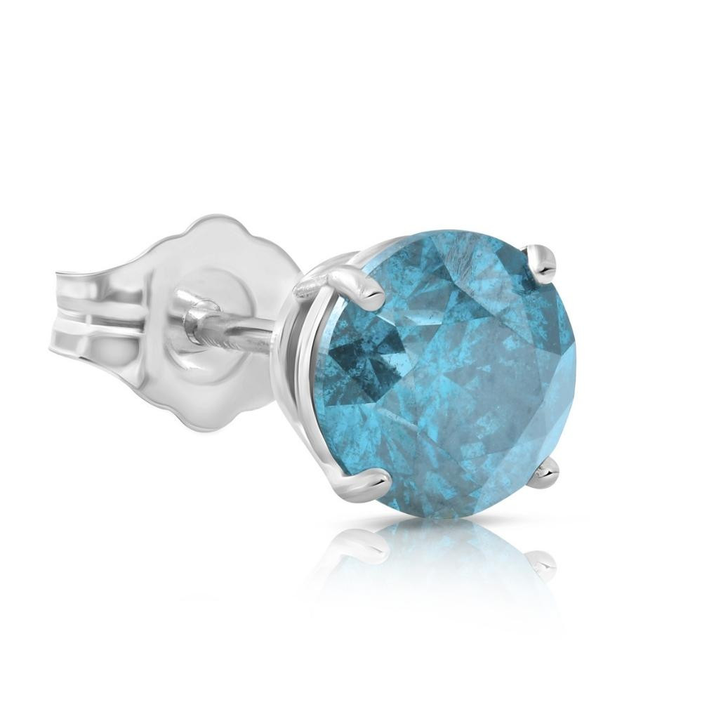 1/5ct Blue Diamond Single Stud 14K White Gold (Blue, SI)