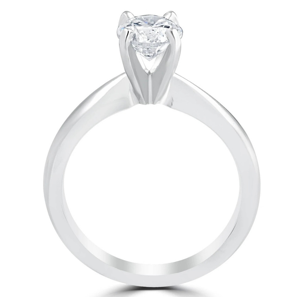 1 ct Diamond Solitaire Round Brilliant Cut Natural Real 14k White Gold sz7 (I-J, I2-I3)