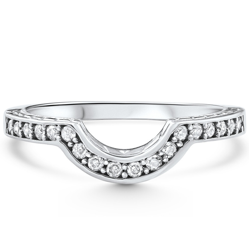 1/4ct Notched Wedding Ring Curved Antique Like Enhancer (G-H, I1)