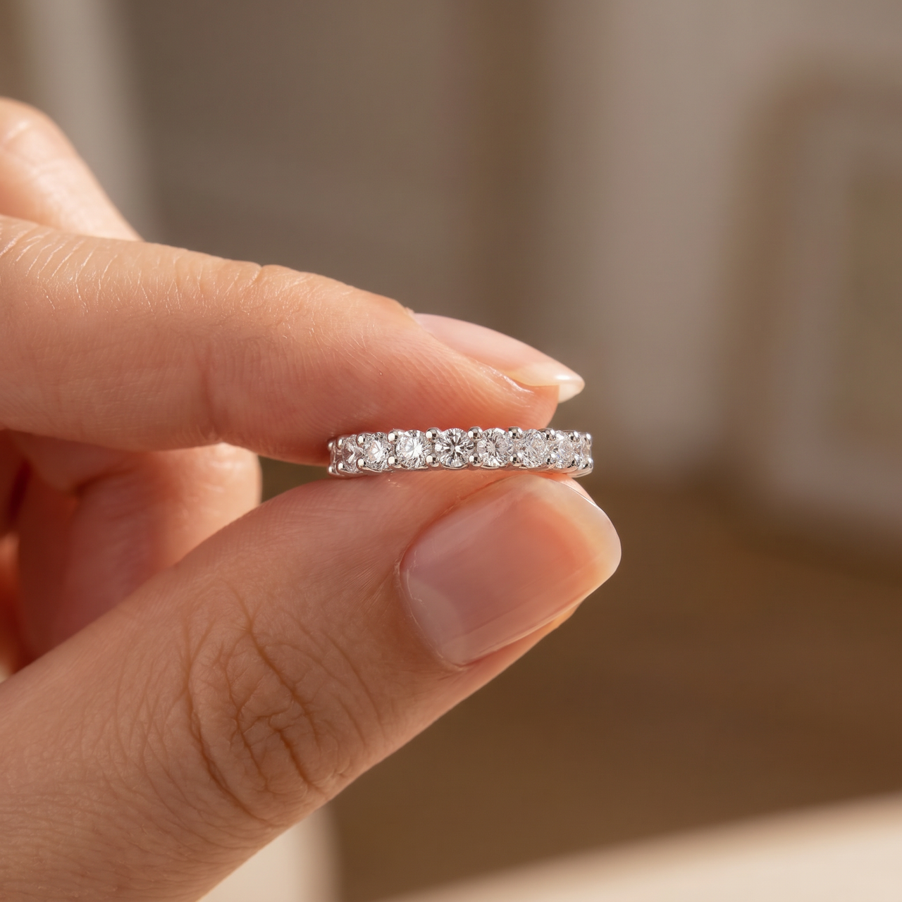 2 1/2 Carat U Prong Diamond Eternity Ring 14K White Gold Lab Grown (E-F, VS)