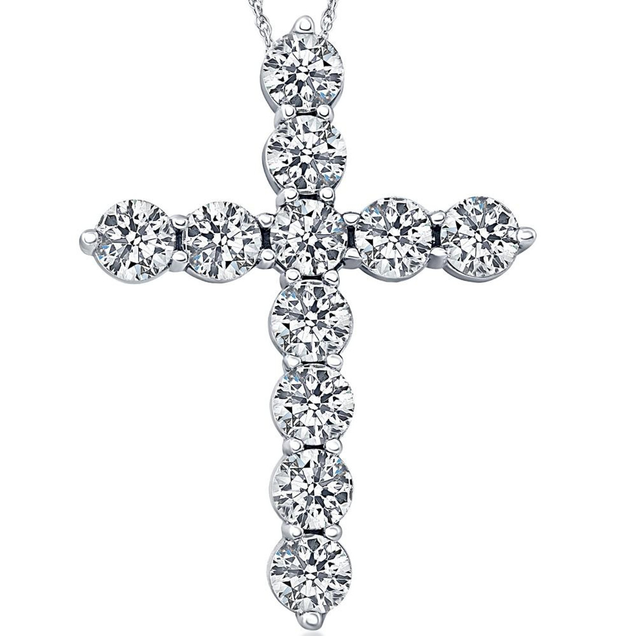 14K Gold Dangling Diamond Cross Necklace