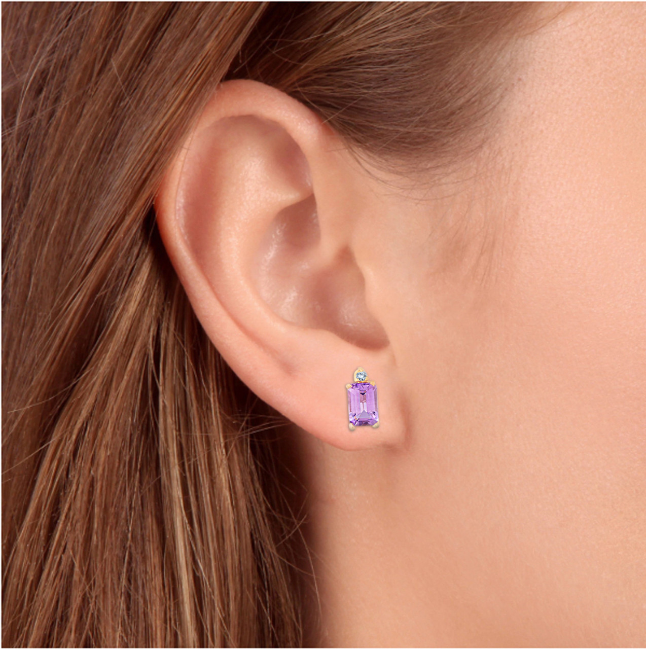 Linear Stone Earrings Amethyst - Handmade Jewelry | Mata Traders