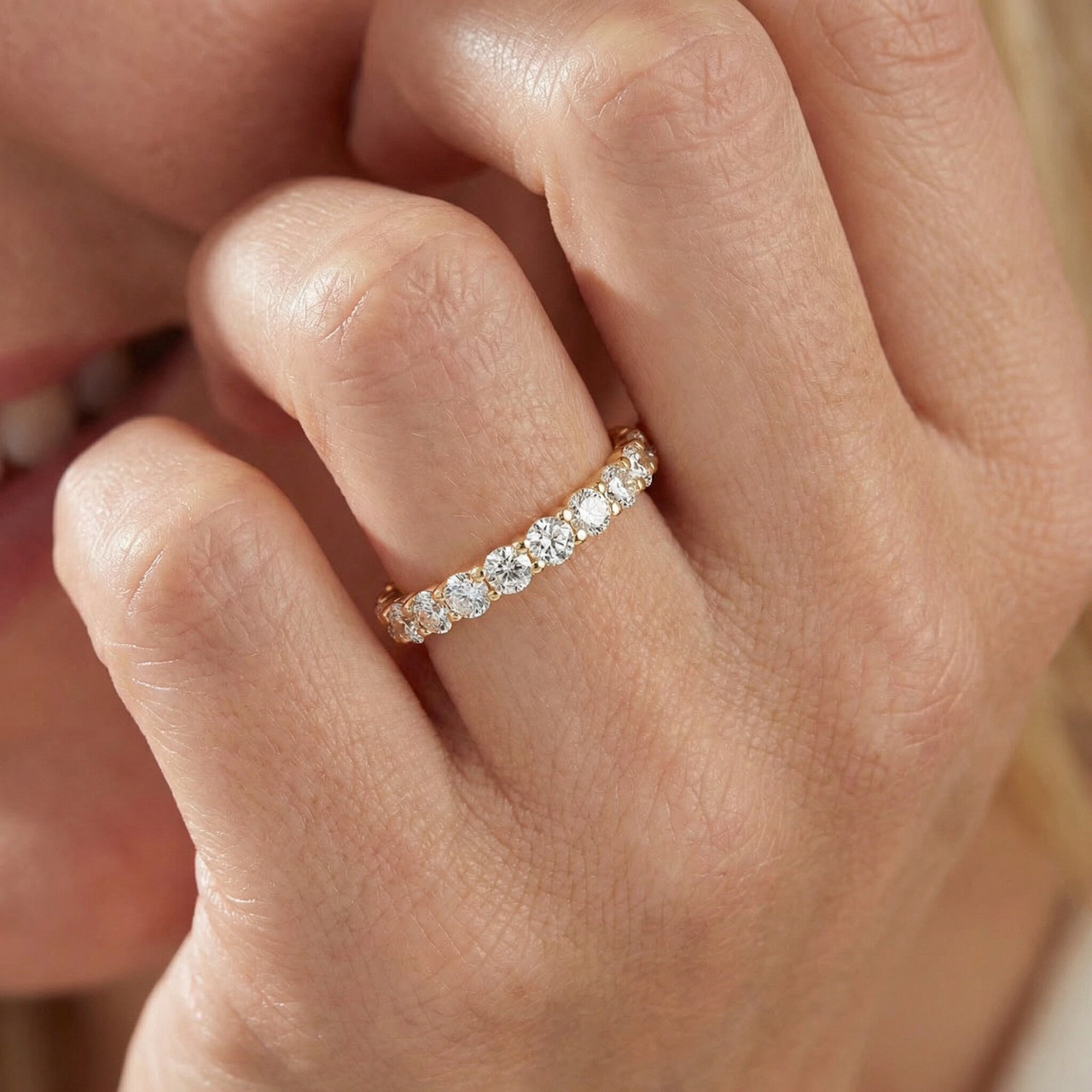 1ct Diamond Eternity Ring 14K Yellow Gold (G-H, I2-I3)