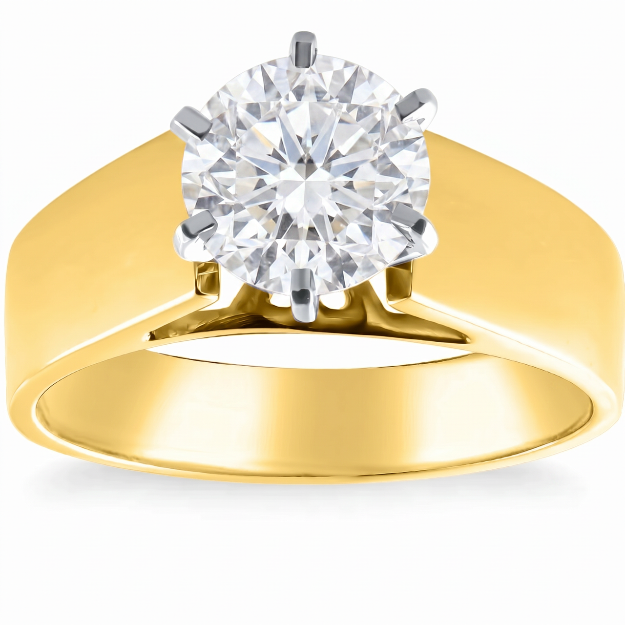 Certified 2Ct Round Diamond Solitaire Engagement Ring 14k Yellow Gold Lab Grown (F-G, VS)