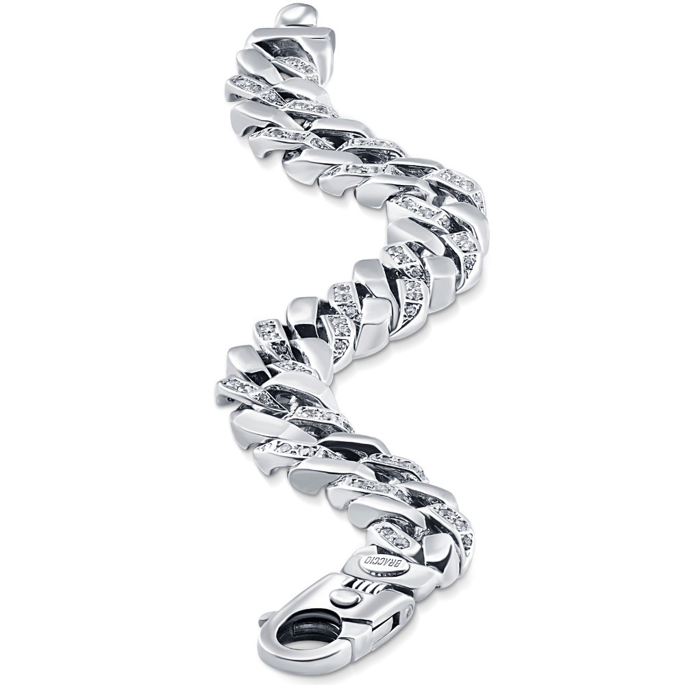 Men's 14k Gold (104gram) or Platinum (172gram) 14mm Diamond Bracelet 8.75" (H-I, SI)