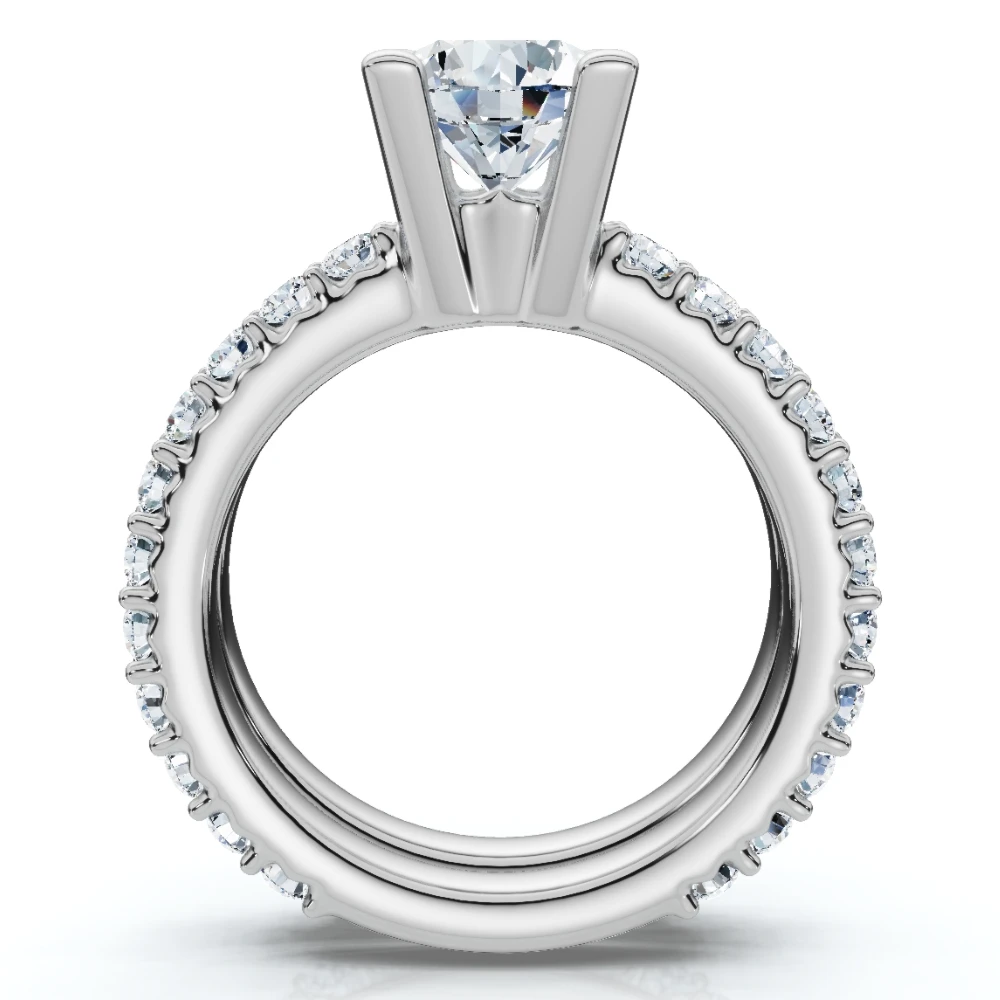 2 3/4Ct Diamond Engagement Wedding Ring Set in 14k White Gold Lab Grown (G-H, VS)